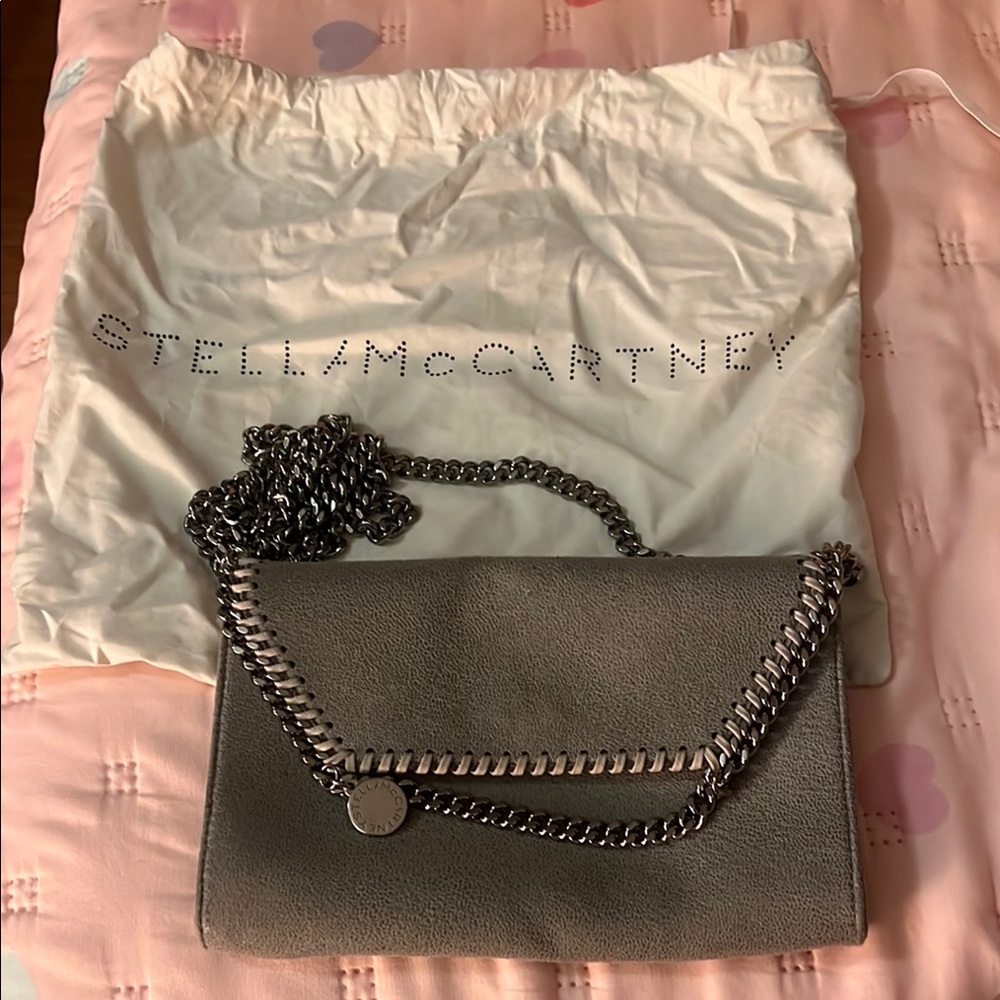 Stella McCartney Gray Shoulder Bag with Chain Detail
